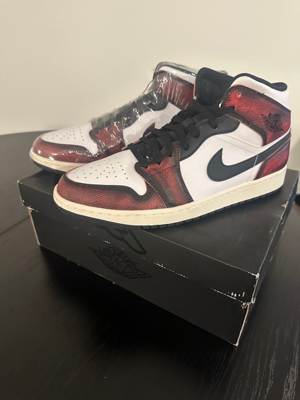 Nike Air Jordan 1 Mid - White/Red/Black Men's Sneakers